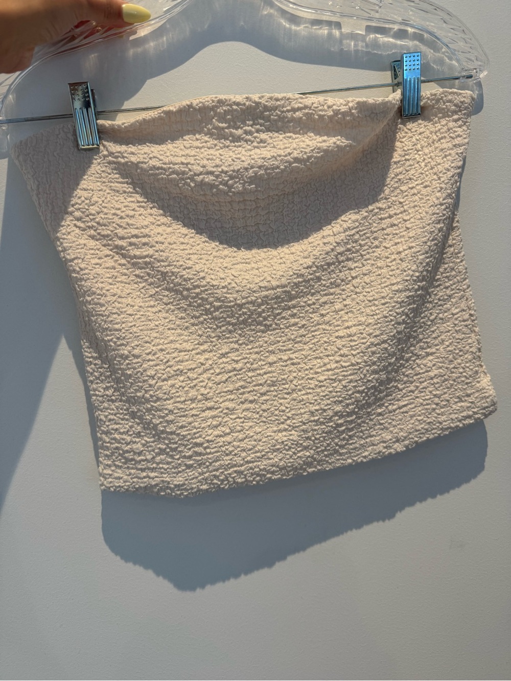J. Crew Cream Textured Strapless Crop Top